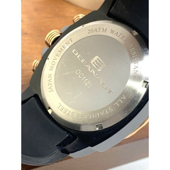 Oceanaut Men's Watch OC1121 Quartz Chronograph Gold Black Dial Rubber Band 47mm - Picture 6 of 14